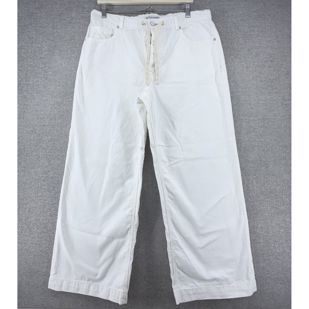 Scotch & Soda Wide Leg pants Women Size Large White Elastic Waist